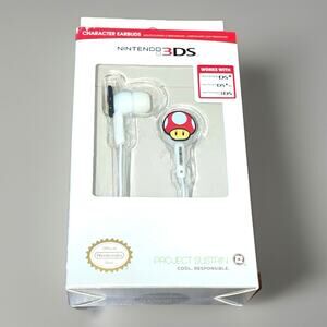 Nintendo 3DS Super Mario TOAD In Ear Headphones Earbuds NEW